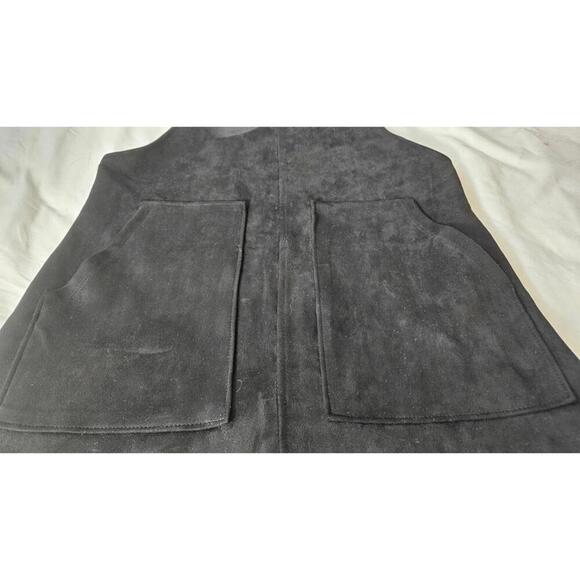 Forever 21 Women's Black Faux Suede Overall Apron Mini Dress Size Small NWT - Picture 6 of 9